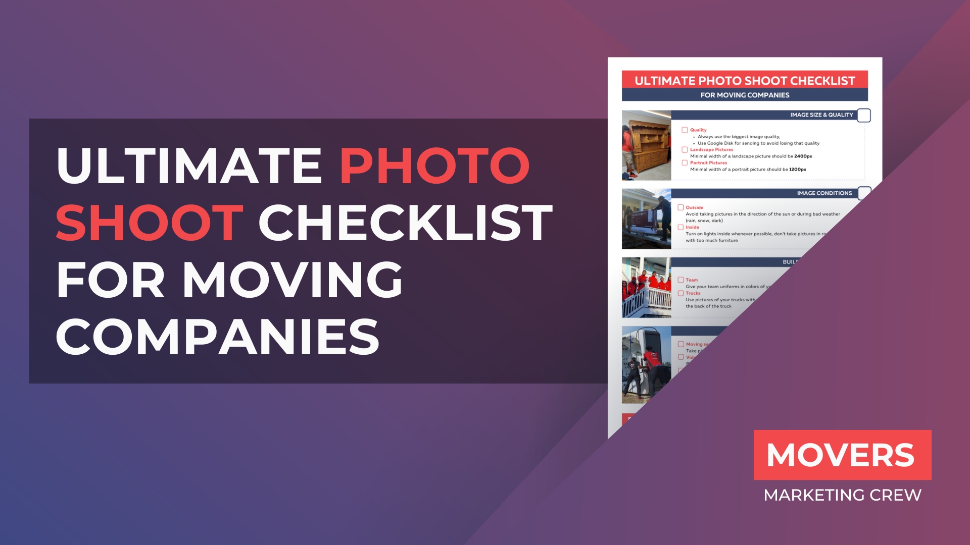 Ultimate Photo Shoot Checklist For Moving Companies