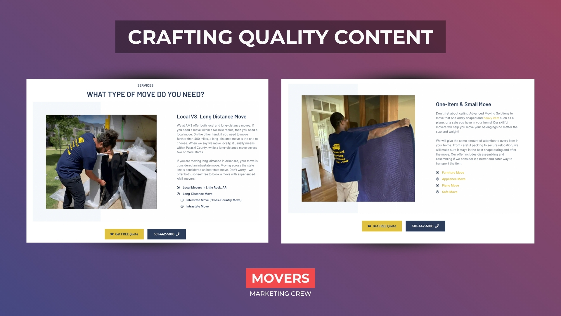 Crafting Quality Content for movers